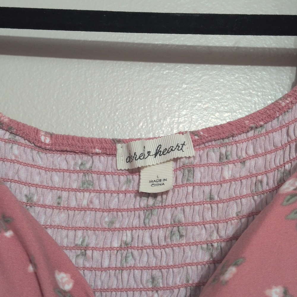 EUC Pink Floral Tie-Front Dress, size L - Picture 2 of 6